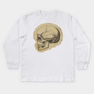 vintage skeleton drawing on paper cutout Kids Long Sleeve T-Shirt